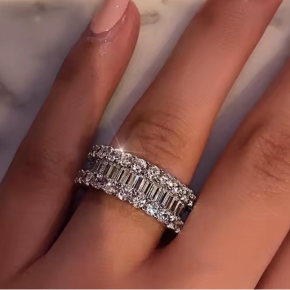 Baguette 9.25 Sterling Silver & Moissanite Ring